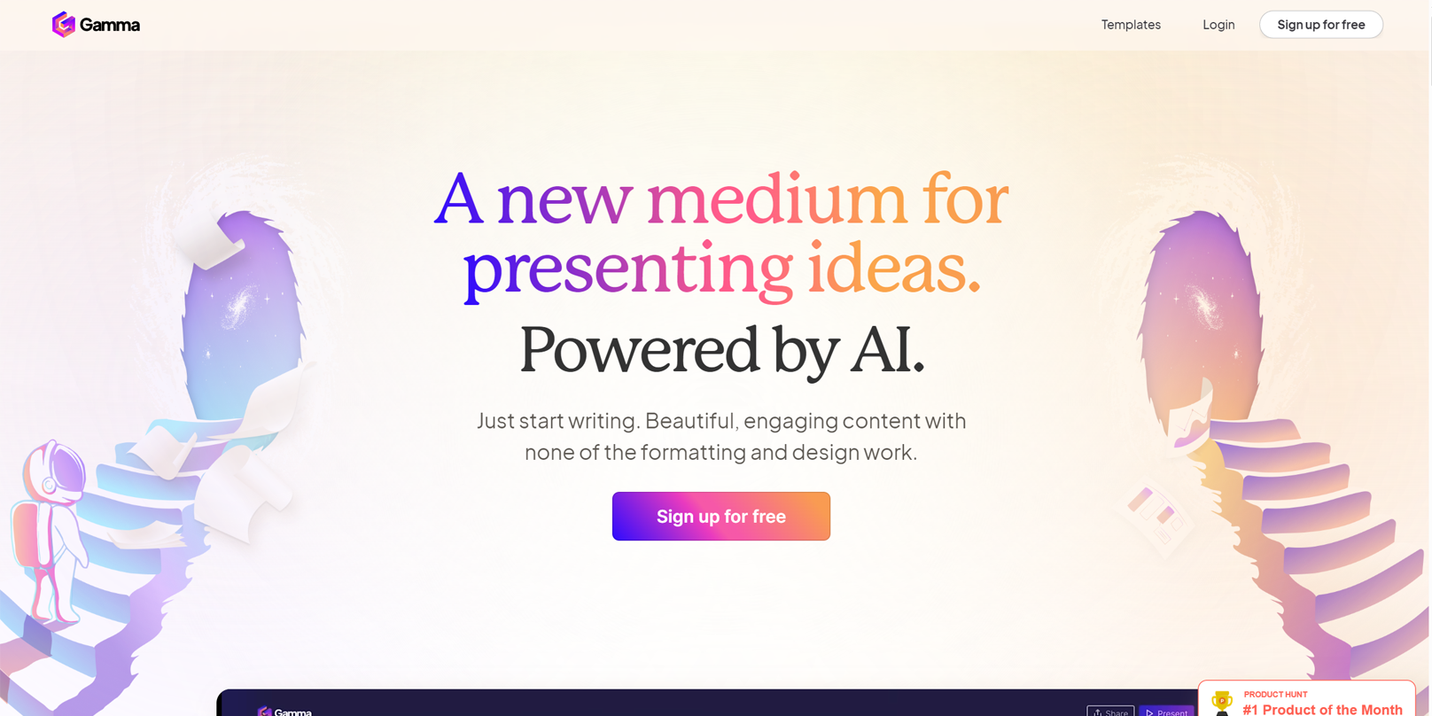 Gamma – A new medium for presenting ideas powered by AI.